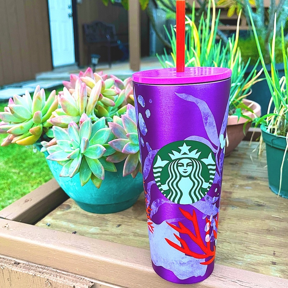 🌈🌟💜 Starbucks 2021 Plum Coral Reef stainless tumbler cup💜🌟🌈 - Picture 2 of 7